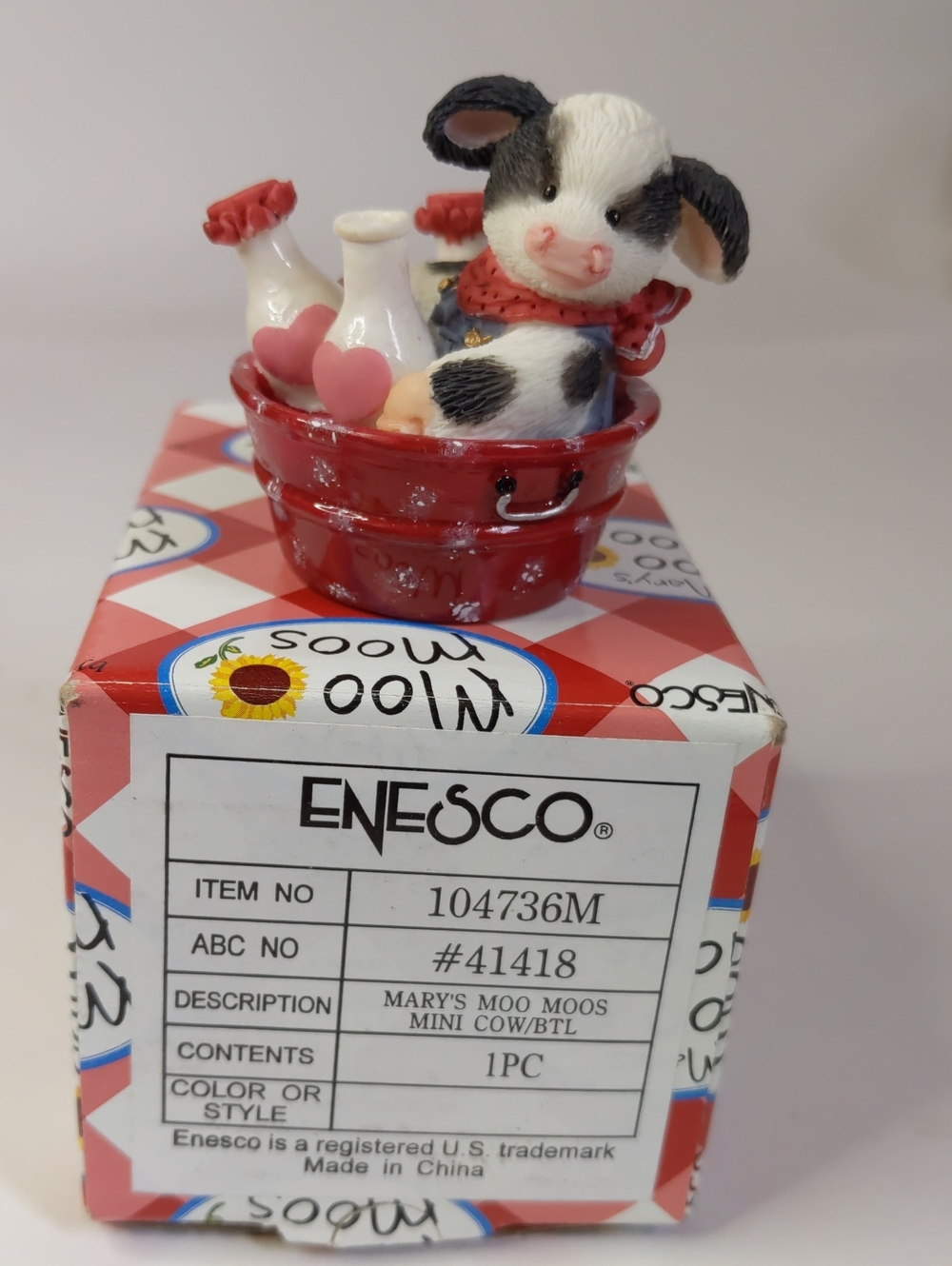 Vintage Enesco Mary's Moo Moos 'I Pour Out My Love For Moo' Figurine